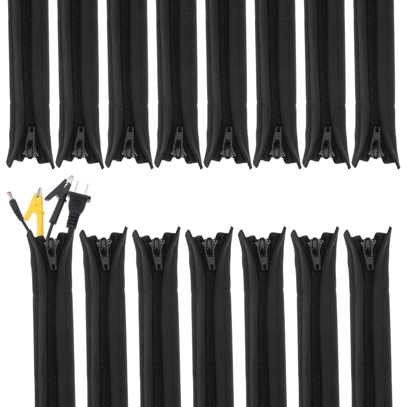 15-Pack Black Cable Sleeve Organizers for Wires- Zipper Cord Management | 19.7" x 3.5" Durable Cord Organizers, Easy to Install & Use, Safety Cable Sleeve Storage