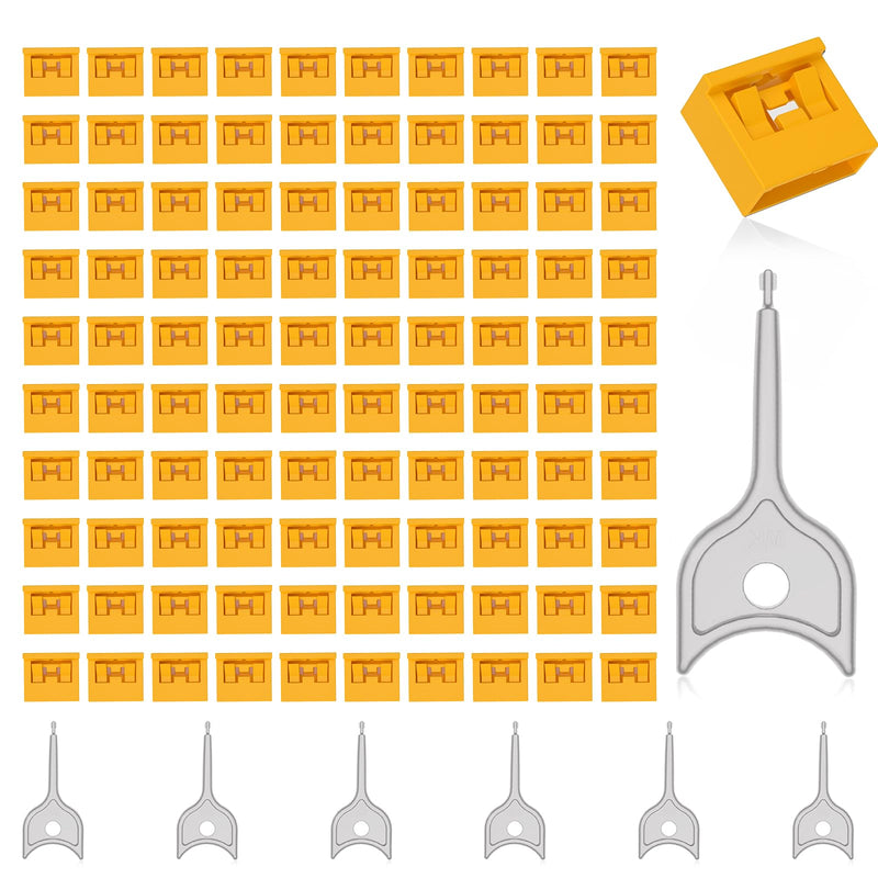 100-Pack USB-A Port Blockers with 6 Keys,Removable Physical Security Locks,Anti-Tampering Data Protection for Laptops,PCs & Game Consoles (Yellow) 100+6 Yellow
