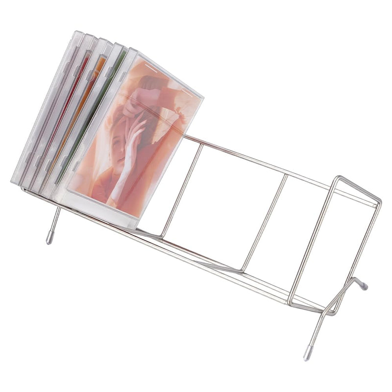 AHANDMAKER CD Storage Rack Organizer for DVDs and CDs Stainless Steel Wire Rack Display Holder for Music Movie Discs Game Cases Studio Home Office Use Multimedia Entertainment, Holds 30 Jewel Cases