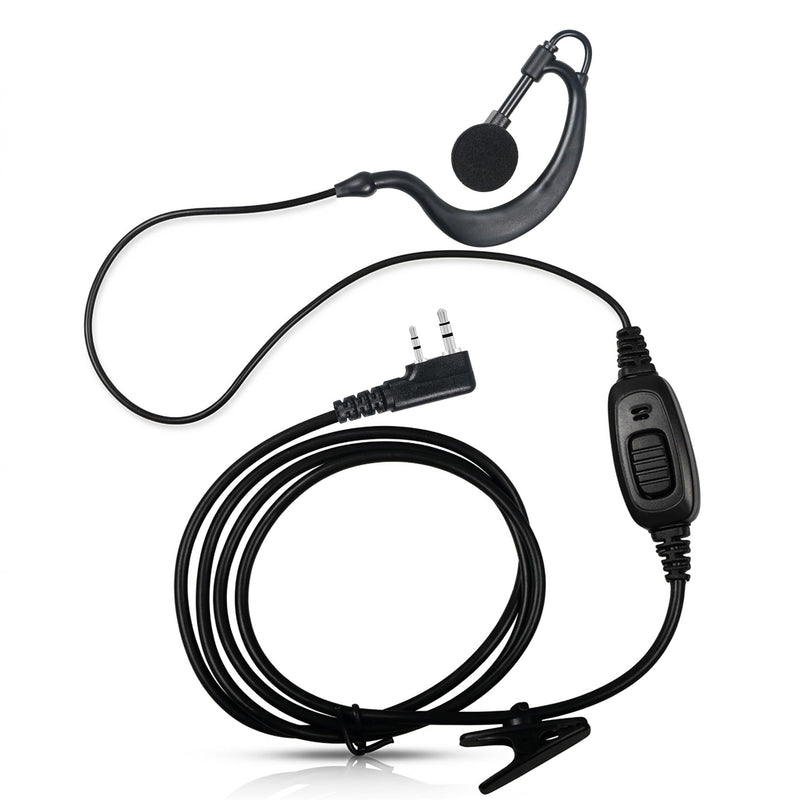 Walkie Talkie Earpiece K Head 2 Pin G Shape Single Wire Ear Piece Headset with Mic PTT Compatible with Baofeng UV-5R BF-888S Retevis RT21 RT22 H-777 Arcshell AR-5 Kenwood Two Way Radio (G Shape 1Pcs) G Shape 1Pcs