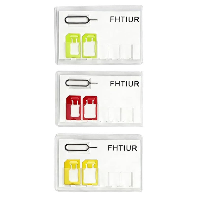 3 Pack Ultra Slim SIM Card Holder, Soft Flexible SIM Storage Case, Wallet Size Travel SIM Organizer with Eject Pin Slot(Green&Red&Yellow)