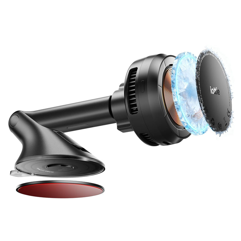iOttie Velox Pro Qi2.2 25W Fast Charging Magnetic Wireless Car Charger, Dash & Windshield Mount, Built-in Fan Cooling, for iPhone 12/13/14/15/16/17, USB-C Cable & 45W Car Charger Included
