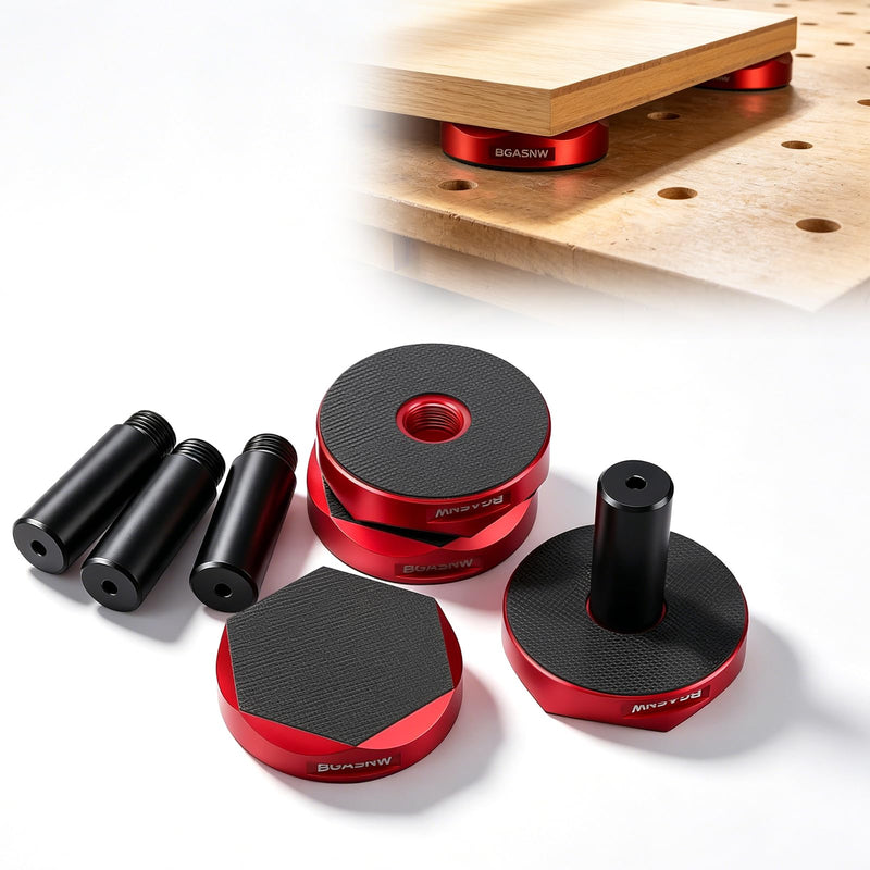 Bench Dog Pucks for MFT Table (4 Pack), Fits 3/4" Dog Hole for Woodworking, Heavy Duty Aluminium with Double Sided Anti Slip Pads, Woodworking Kit for Most Medium Sized Panels Bench Dog Pucks