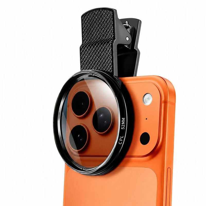 52mm Clip-on CPL Phone Camera Lens Filter Kit, Circular Polarizer Polarizing Filter Compatible with iPhone 17 16 15 14 13 12 11 52mm CPL Filter