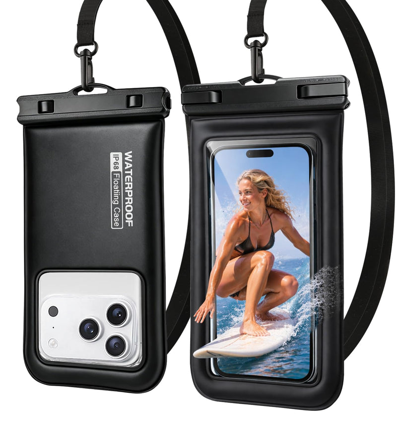 Floating Waterproof Phone Pouch 2 Pack, IP68 Dry bag Case for 6.9" Phones | Waterproof Phone Case,Floats in Water&Touchscreen,Underwater Shooting,Fits iPhone/Samsung,for Snorkeling,Beach,Kayak, Cruise 6.9 inch, 2 Pcs Waterproof Pouch