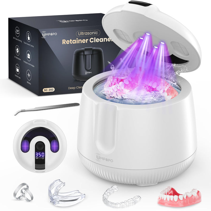 Ultrasonic Retainer Cleaner Machine 48kHz, Dental Cleaning Pod, Ultrasonic Retainer Cleaner for Dentures, Aligners, Mouth Guards, Toothbrush Heads and Jewelry with 200ML Capacity, LAB Supply | Gentle cleaning action works well on mouth guards, toothbru...