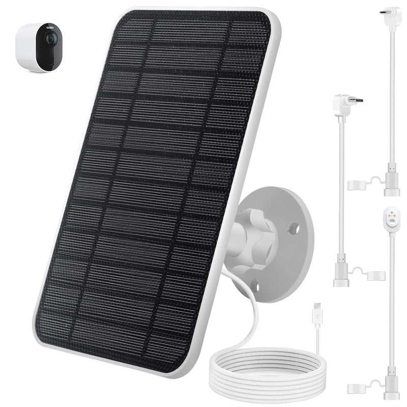 Solar Panel with Battery Compatible with Arlo Pro 6XL/6/5S/3, Ultra Camera | 4W Solar Panel Charger for Arlo Series, Weatherproof, Adjustable Wall Mount, 10ft/3m Cable