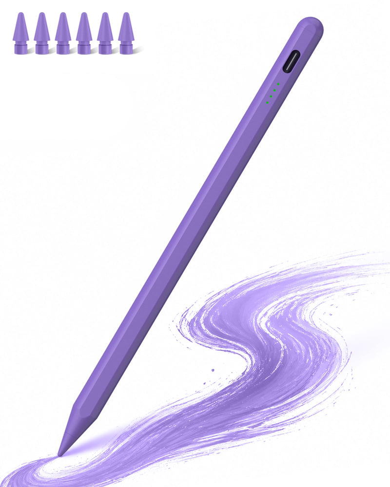 Stylus Pen for iPad(2018-2026)-10 Min Fast Charge,Auto Sleep,Tilt Sensitivity,Palm Rejection,Active Pencil for iPad 11/10/9/8/7/6th Gen,Pro 13"/12.9"/11",Air 6/5/4/3,Mini 7/6/5th (Purple) Purple