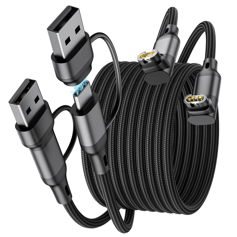 2-in-1 Charger Cable for Garmin Watch,L-Shape USB C Charging Power Cord for Garmin Fenix 8 E 7 7X 7S 6 Solar,Forerunner 970 965 955 945 570 265 255 245 170 165 70 55 45 (Black, 3.3ft 2pack) Black