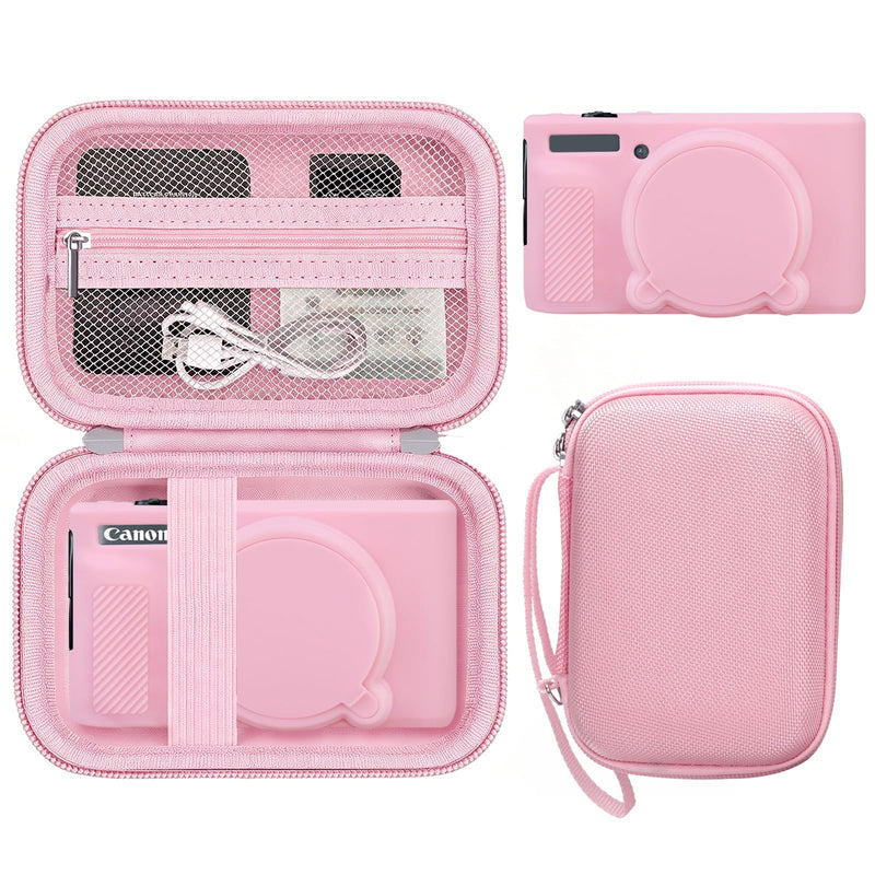 Case for Canon PowerShot SX740 SX730, Hard Case + Silicone Cover, Pink | Protective Carrying Bag, Dust & Scratch Resistant, Compact Portable, Vlog Shooting & Daily Travel Use