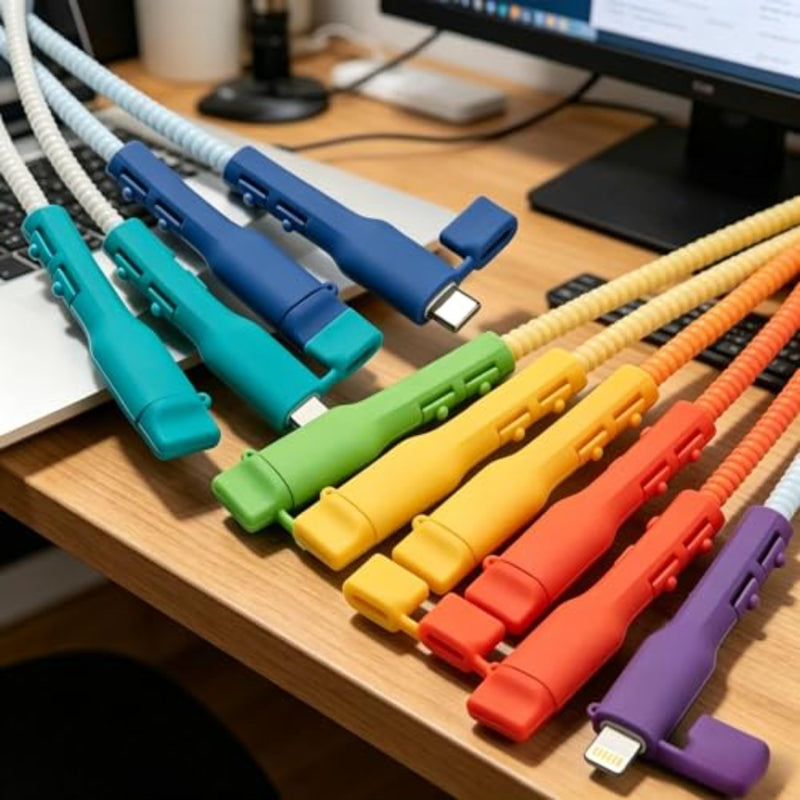 8 Pack Charger Cable Protectors, USB Cable Saver Covers, Anti-Break Cord Protectors for Charging Cables, Earphones & Phone Wires, Cable Protection Accessories