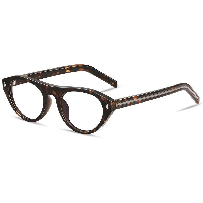 Oval Blue Light Blocking Glasses for Women Retro Cat Eye 90s Glasses Computer TV Eyeglasses Anti Eyestrain Tortoise clear