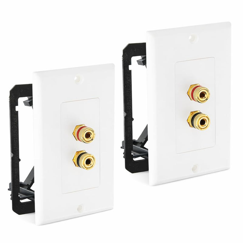 DIYTECH 1 Speaker Wall Plate 2 Pack, Gold Plated Binding Post Home Theater Wall Plate for In Wall Speaker Wire, Surround Sound & Audio Systems