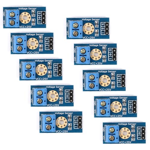 10Pcs DC 0–25V Voltage Detection Sensor Module, Analog Voltage Divider Board for Microcontroller ADC Input, 3.3V/5V Compatible, Screw Terminal Interface