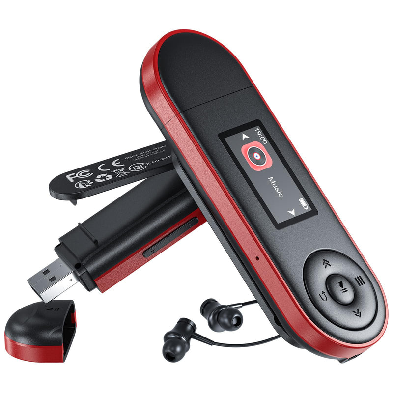 64GB USB MP3 Player with Bluetooth 5.3 & Clip for Sports Running | Only 1 oz, Physical Buttons, Folder & Resume Playback, FM Radio, Voice Recorder, Supports Phone File Transfer (OTG)