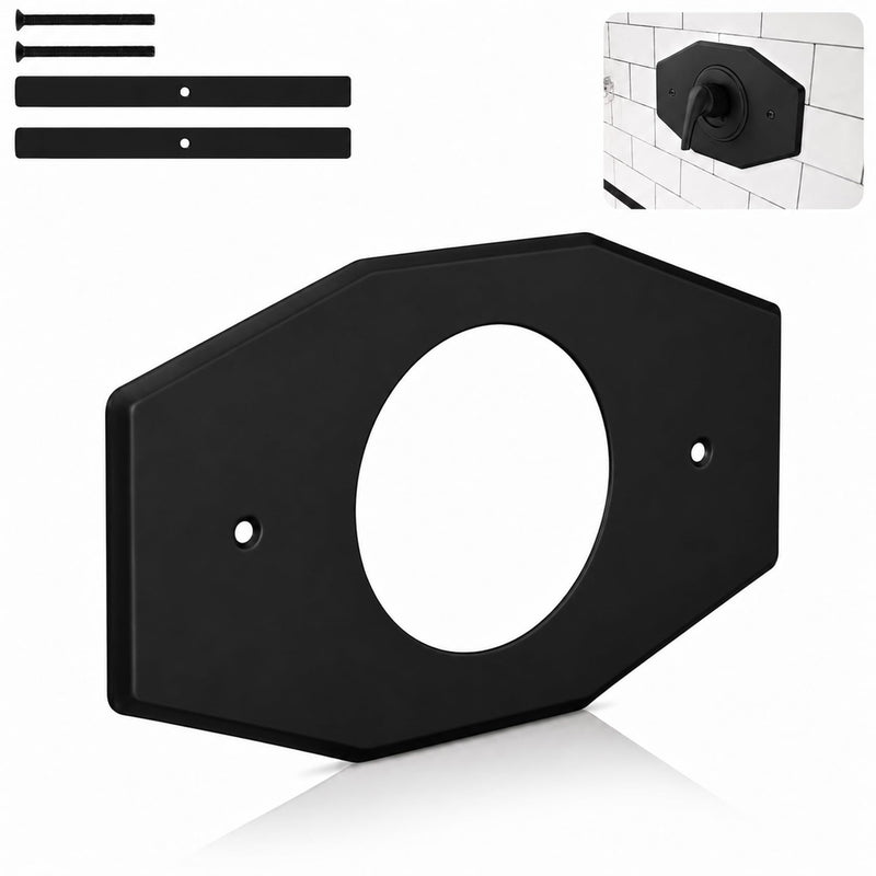 One-Hole-Remodel-Cover-Plate Compatible with Moen & Delta Shower Valve Trim Single Hole Renovation Shower Cover Plate for 2 Handle or 3 Handle Shower(Black) Black
