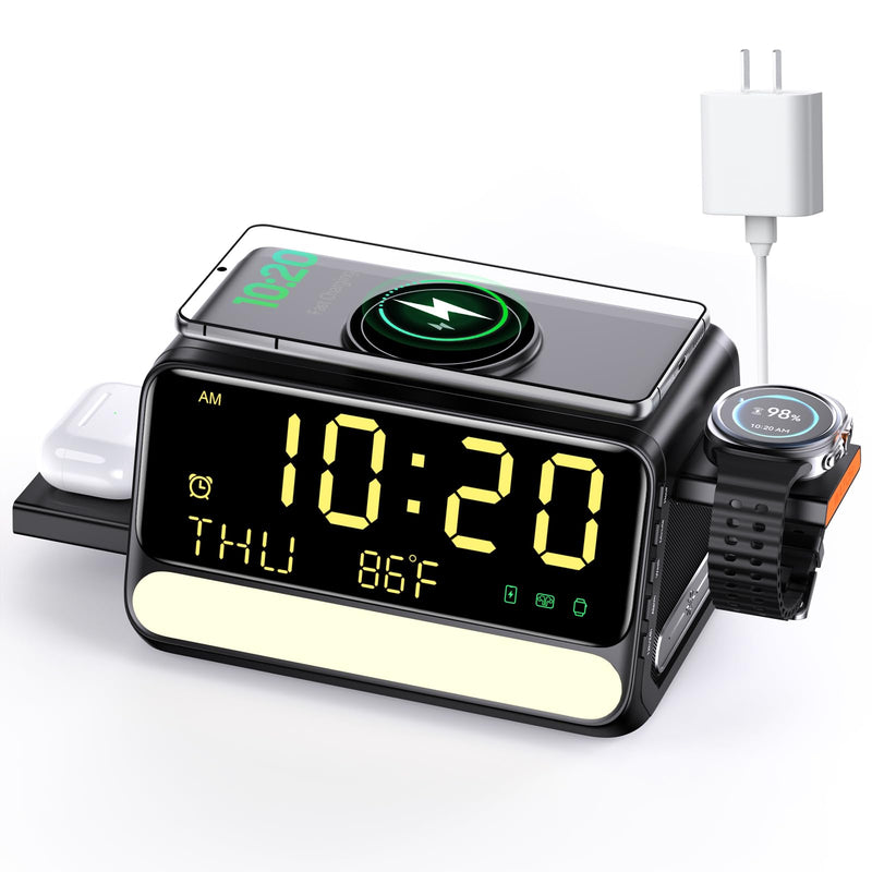 Upgraded 7-in-1 Wireless Charging Station for Apple&Samsung,Magnetic Charger with Voice-Controlled Night Light,for iPhone 17/16/15/14 Pro Max,Samsung Galaxy,Google Device,Apple&Samsung Watch,AirPods
