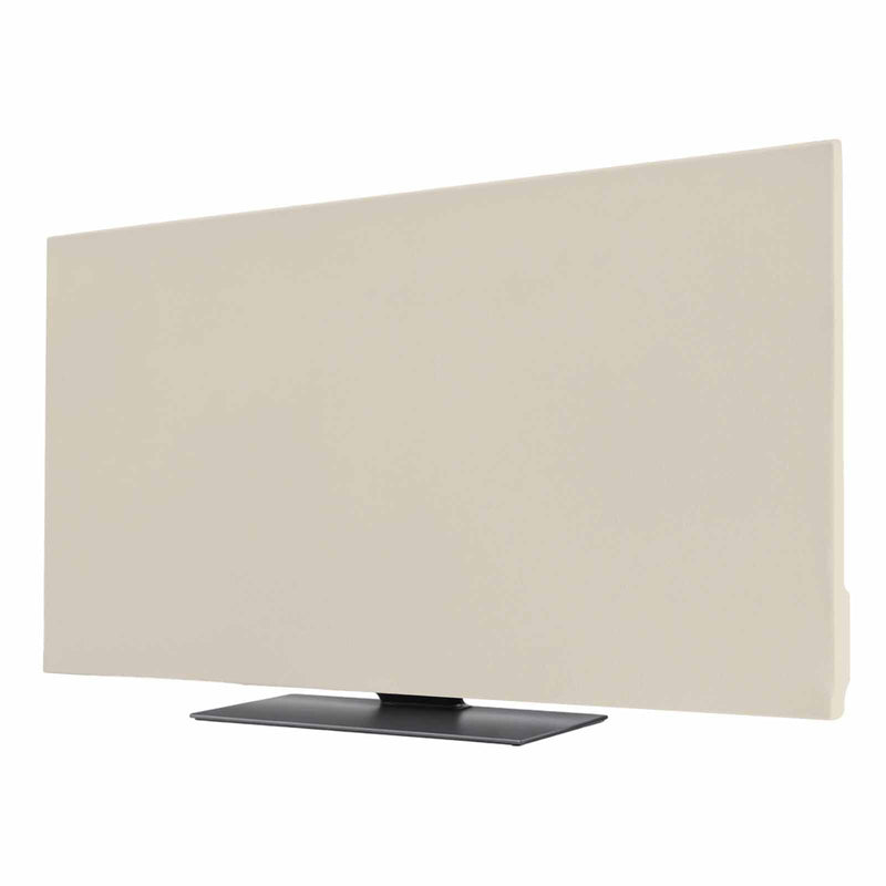 Indoor Elastic TV Cover, Ivory White Dust Proof TV Screen Slipcover Protection, Modern Pure Ivory White Stretch Waterproof Monitor Fitted 55" TV Covers for Inside 55 Inch White Swan