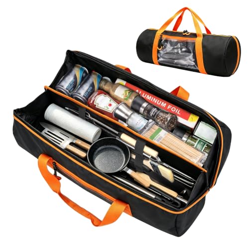 22'' Grill Tool Storage Bag with Inner Divider, BBQ Tool Storage Black