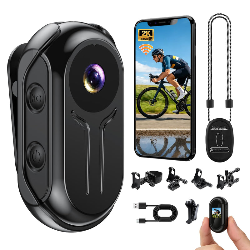 2K Mini Body Camera with 0.85" Screen,Thumb Size Small POV Camera with WiFi,Tiny Wearable Action Camera Magnetic Camcorder for Vlogging Work Cycling Motorcycle Pet Travel