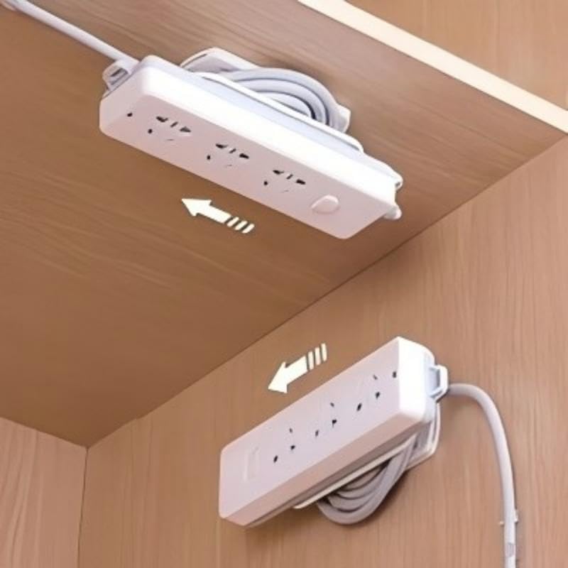 5 Pack Adhesive Power Strip Holder Wall Mount - No Drilling Slide Design Cord Organizer for Surge Protectors Routers and Remotes - Strong Acrylic Tape Cable Management Box 3.94 x 1.57 in-White White