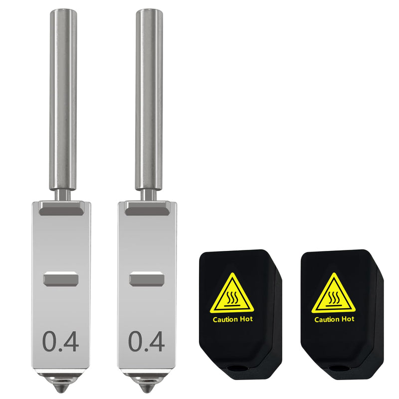 HzdaDeve 2PK 0.4MM Integrated Hardened Steel Nozzles for Kobra S1 Max Combo with 2PK Silicone Cover Sock Quick-Swap High Flow High Speed Throat Tube Nozzles Print Head Hot End for Anycubic 3D Printer