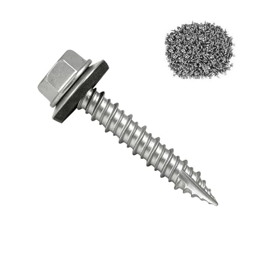 300 Pack #14 x 1-1/2" Metal Roofing Screws, Rustpert Coating, EPDM Convex Rubber Washer, Hex Head Split Tip, Steel Sheet Metal to Wood Siding Screw #14 x 1-1/2"