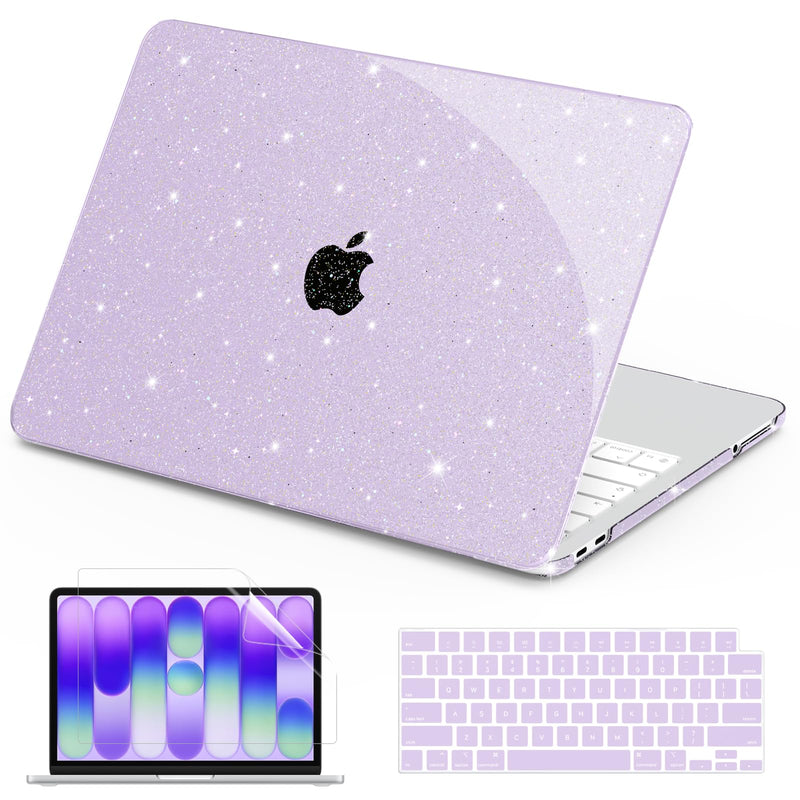 B BELK Compatible with MacBook Neo Case 13 inch 2026 A3404, Glitter Purple | Crack & Scratch Resistant Cover Protective Ultra-Thin Hard Shell with 2 Keyboard Covers & Screen Film