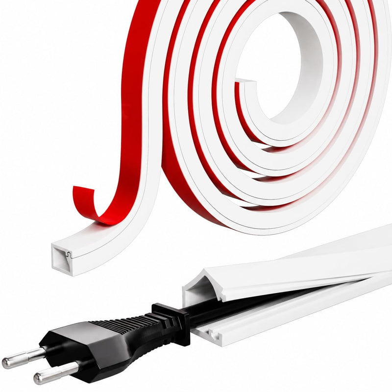 39" Flexible Cord Hider for 1 Cable,Side-Open Cord Covers for Wire on Wall | Self-Adhesive TV Cable Cover,Small Wire Concealer Hide Wires Along Wall,Cable Raceway for Home Office,White White 39 Inch