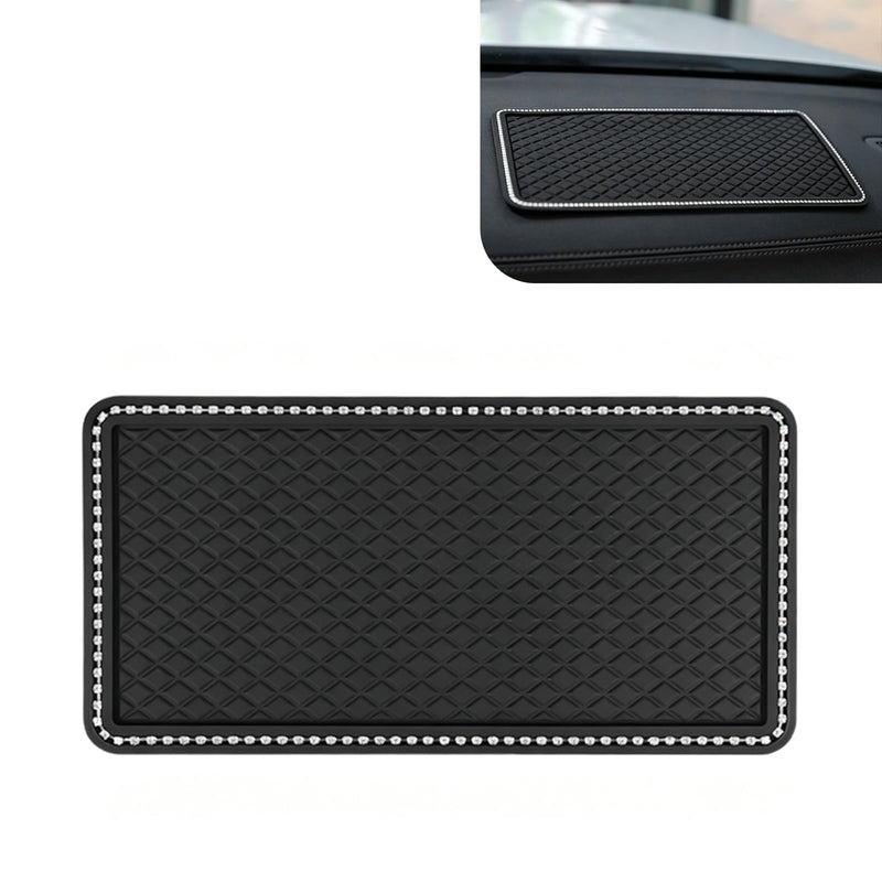 WZP Car Dashboard Anti-Slip Pad, 11.4 x 6 inch Bling Crystal Sticky Mat, Universal Non-Slip Dashboard Grip Pad for Phones Sunglasses Keys Electronic Devices and More Use (Black)