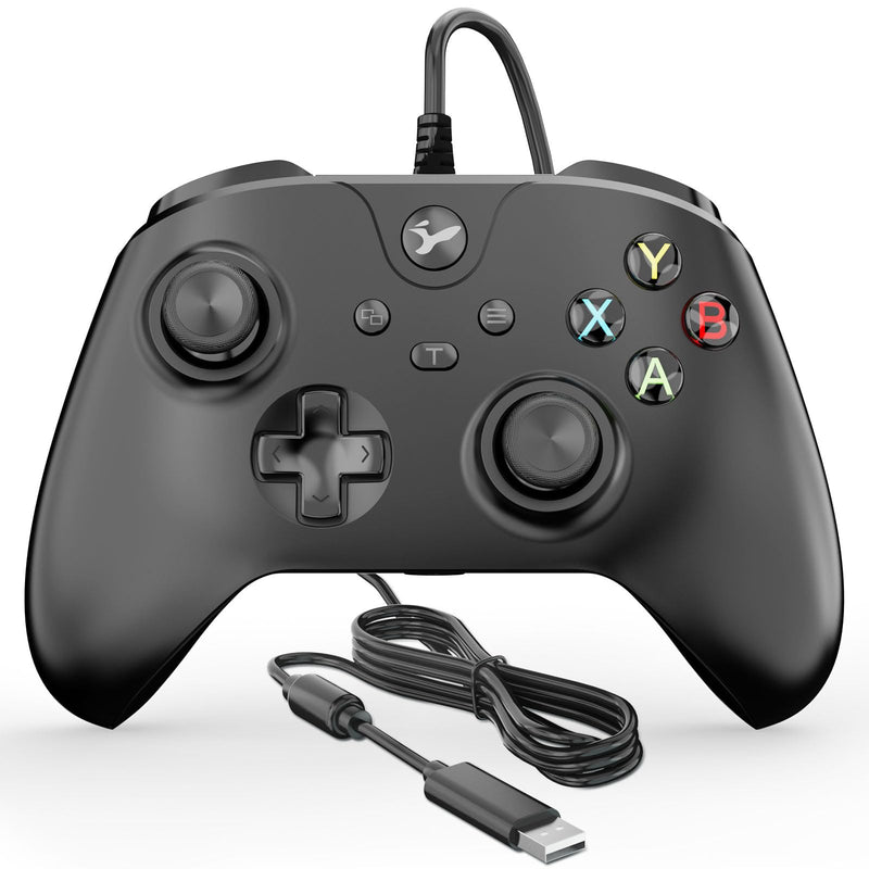 YAEYE Wired Controller for Xbox One, Enhanced Gaming Controller Compatible with Xbox Series X|S / PC Windows 10/11, Plug-and-Play with Dual Vibration Motors 3.5mm Headset Jack, 7.2ft Long USB Cable - Black