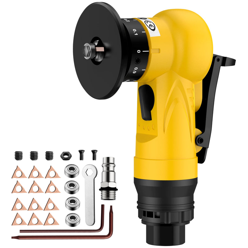 AMTOVL Pneumatic Chamfering Tool - Mini Air Chamfer Tool with 6 C-Angle & 6 R-Angle Blades, 45° 30000 RPM Chamfering Tool for Metal and Wood with 1/4" Air Inlet Yellow