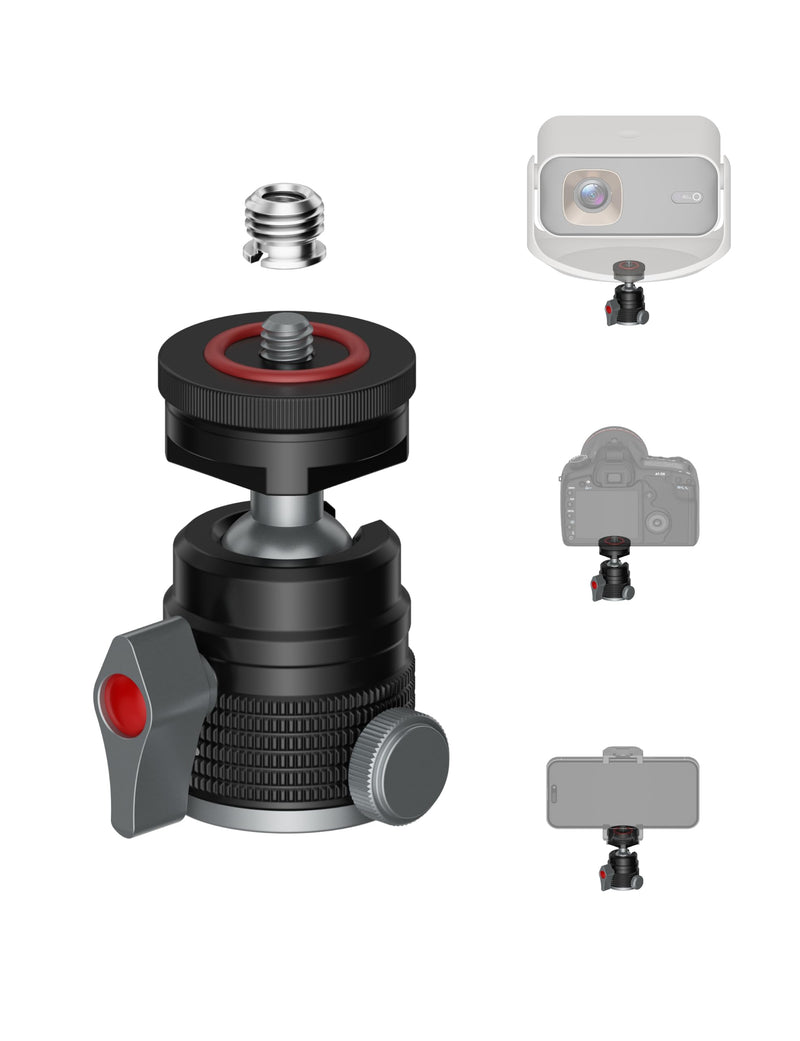 IFOOTAGE Mini Ball T31D Head,65mm Camera Monopod Head,Metal Tripod Heads | 360° Rotation for Panoramic Shooting,90° & 360° Flexible Ball Head,1/4" Screw and Cold Shoe Mount,Max.PayLoad 11lb