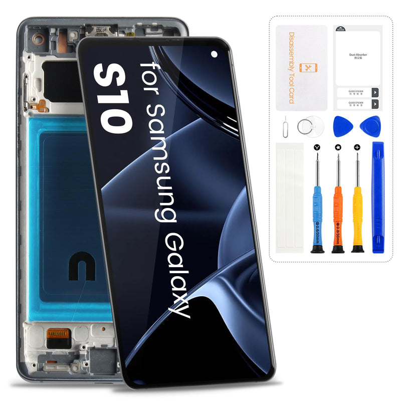 for Samsung Galaxy S10 Screen Replacement with Frame,Incell | for SM-G973F G973U G973W,LCD Display Digitizer Touch Assembly,No Fingerprint,with Repair Tools
