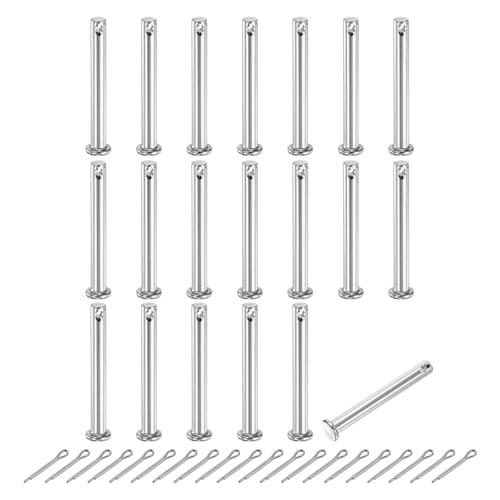 uxcell 20Pcs M6x50mm Clevis Pins, 304 Stainless Steel Single Hole Flat Head Clevis Pin Hairpin Location Pin with Cotter Pins for Trailer Latch Mechanics Repair Furniture Installation 20