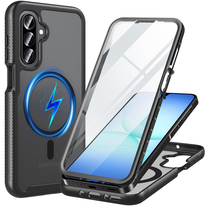 Hensinple for Samsung Galaxy A17/ A16 5G Phone Case, Built-in Screen Protector, Compatible with MagSafe, Military Grade Drop Protection Shockproof Translucent Matte Cover for Galaxy A17/A16/A26, Black | Compatible with MagSafe, Military Grade Drop Prot...