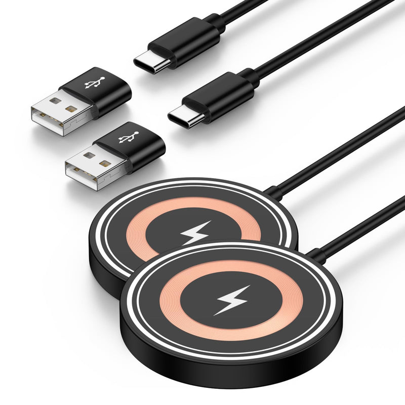Magnetic Wireless Charger for Google Pixel 10/10 Pro XL/10 Pro Fold | Wireless Charging Pad for 10a/9a/9/9Pro XL/8/8a/7/7a/6/5/4, 4FT 15W Max USB-C/A Magsafe Charger 2Pack for iPhone 17/16/15/14 Black