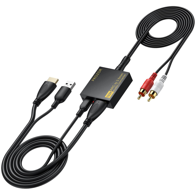 PROZOR eARC/ARC Audio Extractor for TV, 192KHz HDMI ARC to RCA & 3.5mm Audio Converter Volume Adjustable (Support CEC), for HDTV ARC/eARC to Headphones Speakers L/R Systems