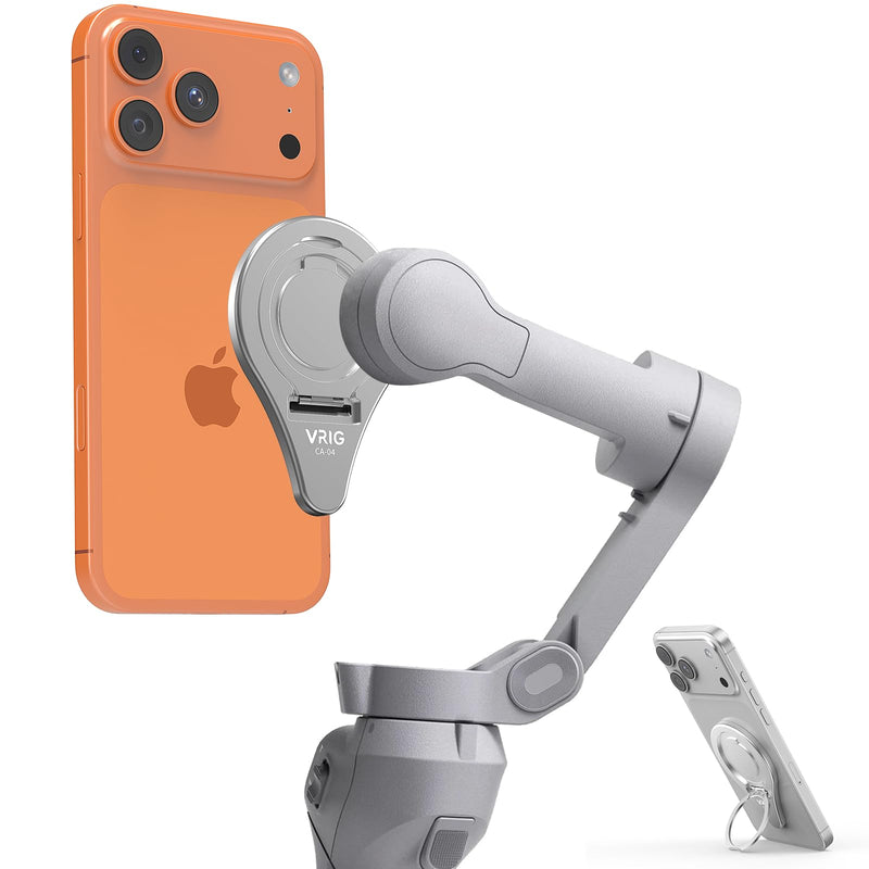 OM Magnetic Mount Phone Holder Clamp for Mag-Safe DJI Osmo Mobile 8P 8 7P 7 SE 6 5 4 Adapter,Quick Release Adapter Magnet Clip Clamp with Finger Ring Stand for OM Gimbal Stabilizer Accessories