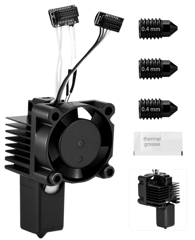 P1S Hotend Complete Kit, Complete Assembly for Bamboo Lab P1 Series 3D Printers, 0.4 mm Hardened-Steel Nozzle, Ceramic Heater, Thermistor, Fan and 3D Printers Extruder Heating Block Replacement 0.4mm