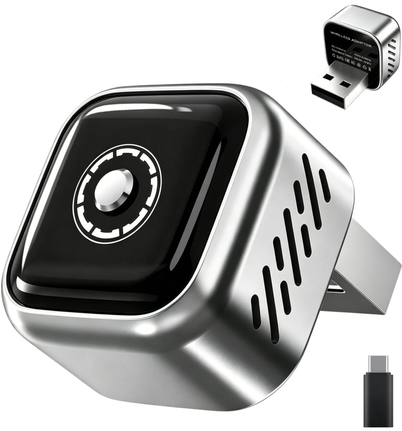 2026 Upgraded Wireless CarPlay Adapter with Buttons for Privacy Call & Two-Phone Fast Switch, Aluminum Cooling, Dual-Band WiFi, Mini Cable-Free, Compatible with Apple iPhone & Android Auto, Gray