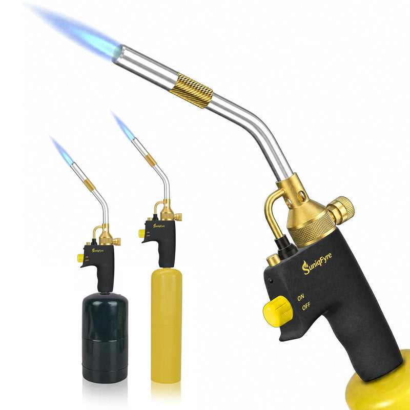 High-Intensity Propane Torch Head, Upgraded 10,000 BTU Trigger Start Gas Torch with Flame Lock&Built-in Pressure Valve, 360° All-Angle Burn CGA600 Plumbing Torch for Soldering, CSA Certified Yellow