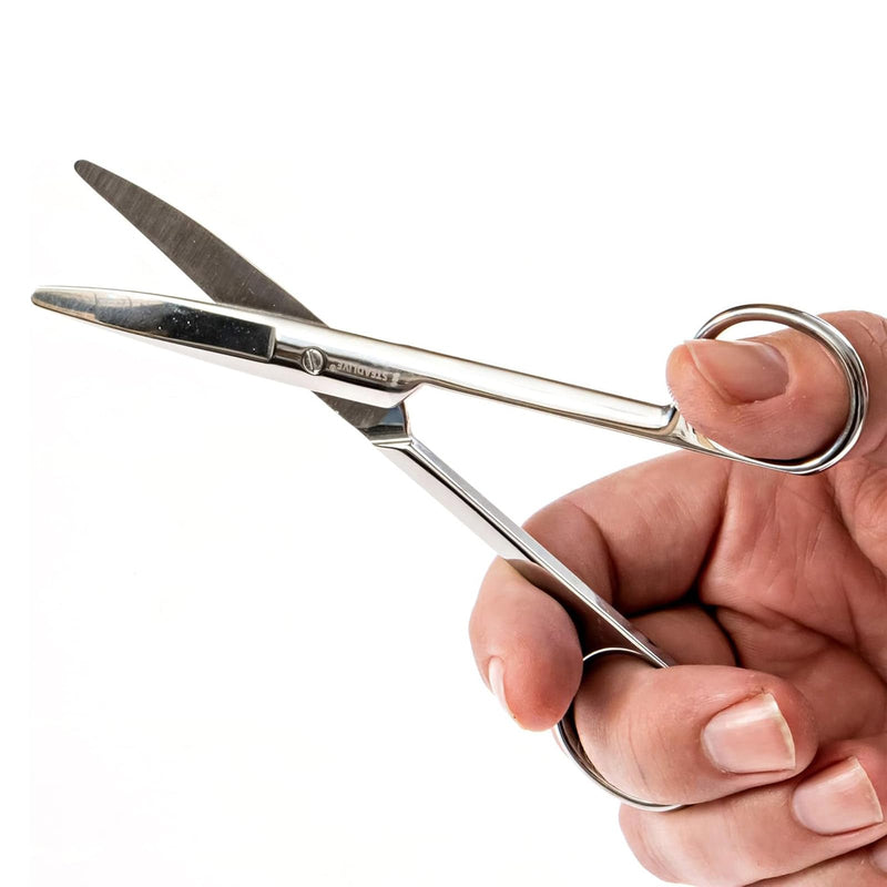 Curved Ostomy Scissors - Premium Stainless Steel Blunt Tip for Stoma Bags | Medical Bandage & First Aid Scissors | Surgical Grade Safety for Nurses, Veterinary Use
