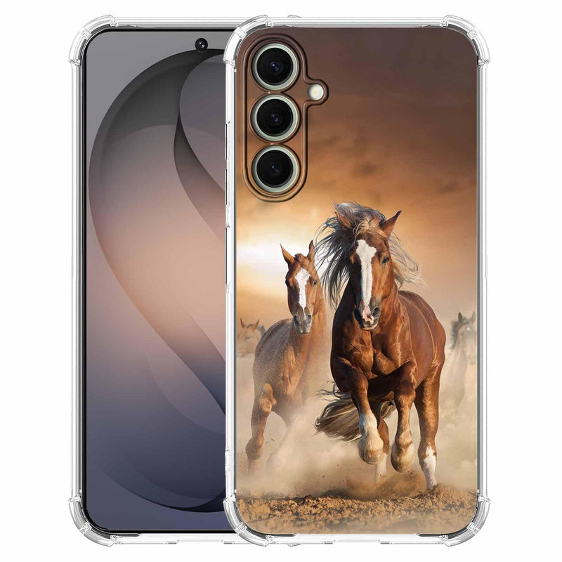 Case for Samsung Galaxy S26 with Horse Design,Brown Running Animals Pattern,Clear Slim Soft TPU Bumper Phone Cover,6.3”(Horse,Sx26)