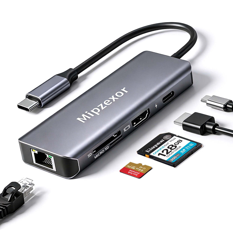 USBC Docking Station 8 in 1 USB C to hdmi gigabit ethernet Adapter 1Gbps Ethernet Hub 100W Power Delivery 3*USB 3.0 Ports SD/TF Card Reader Ethernet USB C Adapter for MacBook Pro/Air Dell XPS HP Space Gray