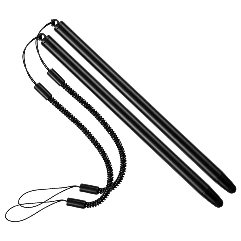 2 PCS Stylus Pen with Spring Tether, Universal Capacitive Touch Screen Pen for Tablets and Phones Anti-Scratch Silicone Tip Stylus for Tablets Drawing, Sketching and Note-Taking (Black)