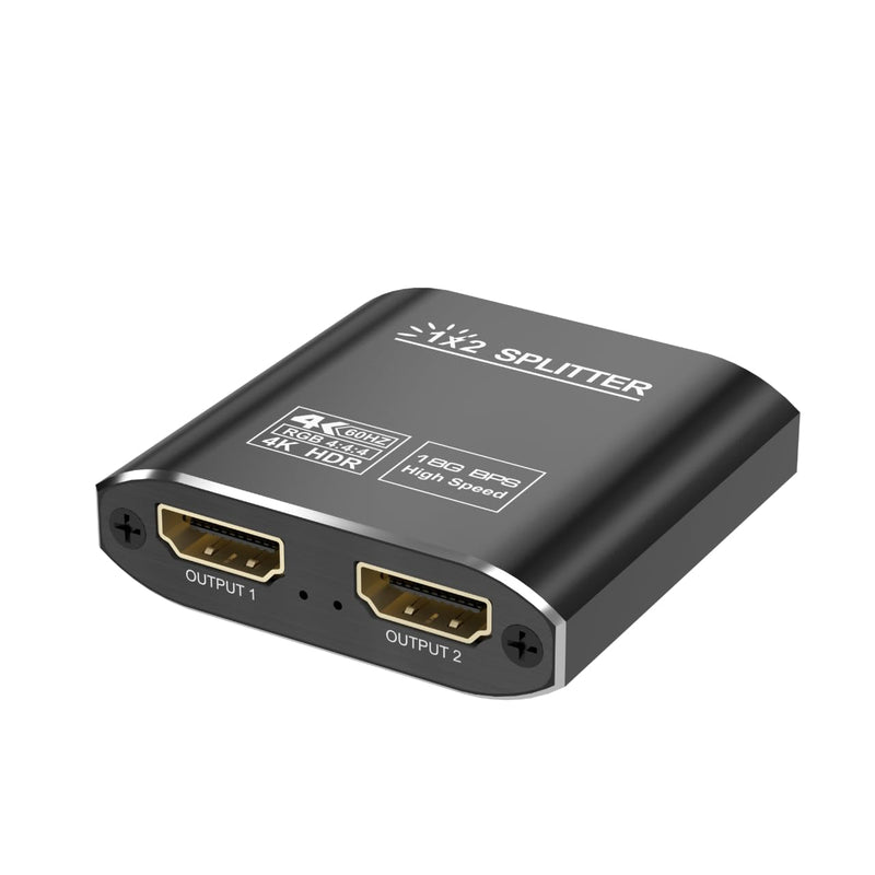 HDMI Splitter 1 in 2 Out-HDCP 2.2, 18Gbps 4K@60Hz HDR10,Splitter for Dual Monitors Support EDID Management, for Laptops/PS5/X Box/TV/Roku/PC/Monitor(1 Source to 2 Displays)