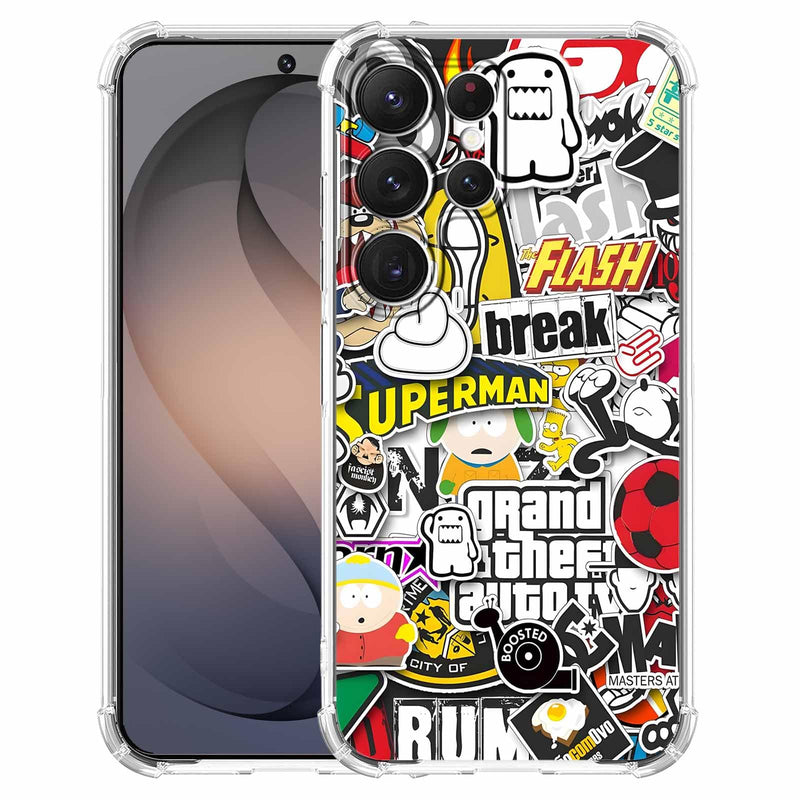 Case for Samsung Galaxy S26 Ultra with Pop Culture Design,Aesthetic Cartoon Sticker Bomb Pop-Art Collage,Clear Slim Soft TPU Bumper Phone Cover,6.9”(Pop,Sx26u)