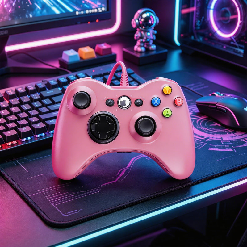 Replacement for Xbox 360 Controller, Wireless Controllers Gamepad Upgraded Joystick Compatible with 360 & Slim, Windows 11/10/8/7 PC Controller, Pink