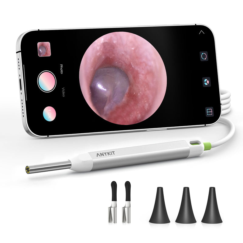 Anykit Digital Otoscope Compatible with Android Devices, Ear Camera with Ear Wax Removal Tools, Video Ear Scope Otoscope with Light, Capture Photos and Videos (Silver)